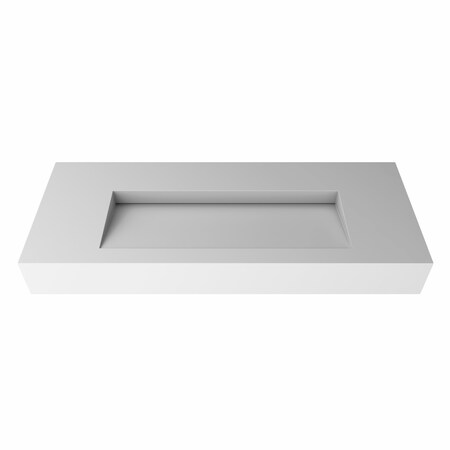 Castello Usa Pyramid 48 in Solid Surface Wall-Mounted Bathroom Sink in White with No Faucet Hole CB-GM-2053-48-NH